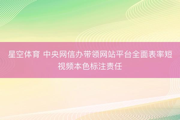 星空体育 中央网信办带领网站平台全面表率短视频本色标注责任