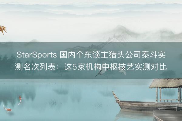 StarSports 国内个东谈主猎头公司泰斗实测名次列表：这5家机构中枢技艺实测对比